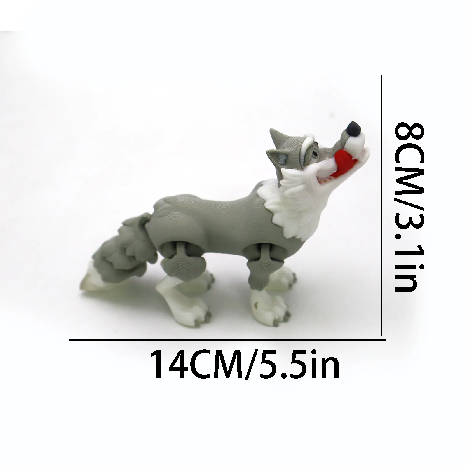 Mini ornement de loup imprimé en 3D, modèle Animal mobile, figurine bionique, jouets pour enfants, ornement de maison, artisanat, nouveauté, cadeau de vacances