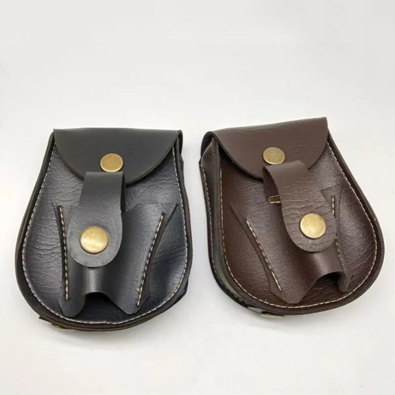 Schwarz/braune Schleuder-Stahlkugel-Aufbewahrungstasche, handgefertigtes Leder, multifunktionale magnetische Saugkraft, integrierte Hüfttasche – Detail 2