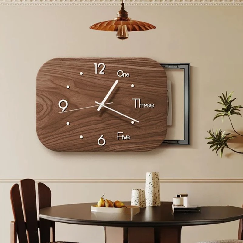 The New Chinese Ancient Decorative Painting with Time Clock Meter Box Block Distribution Box Hanging Picture Decorative Clock