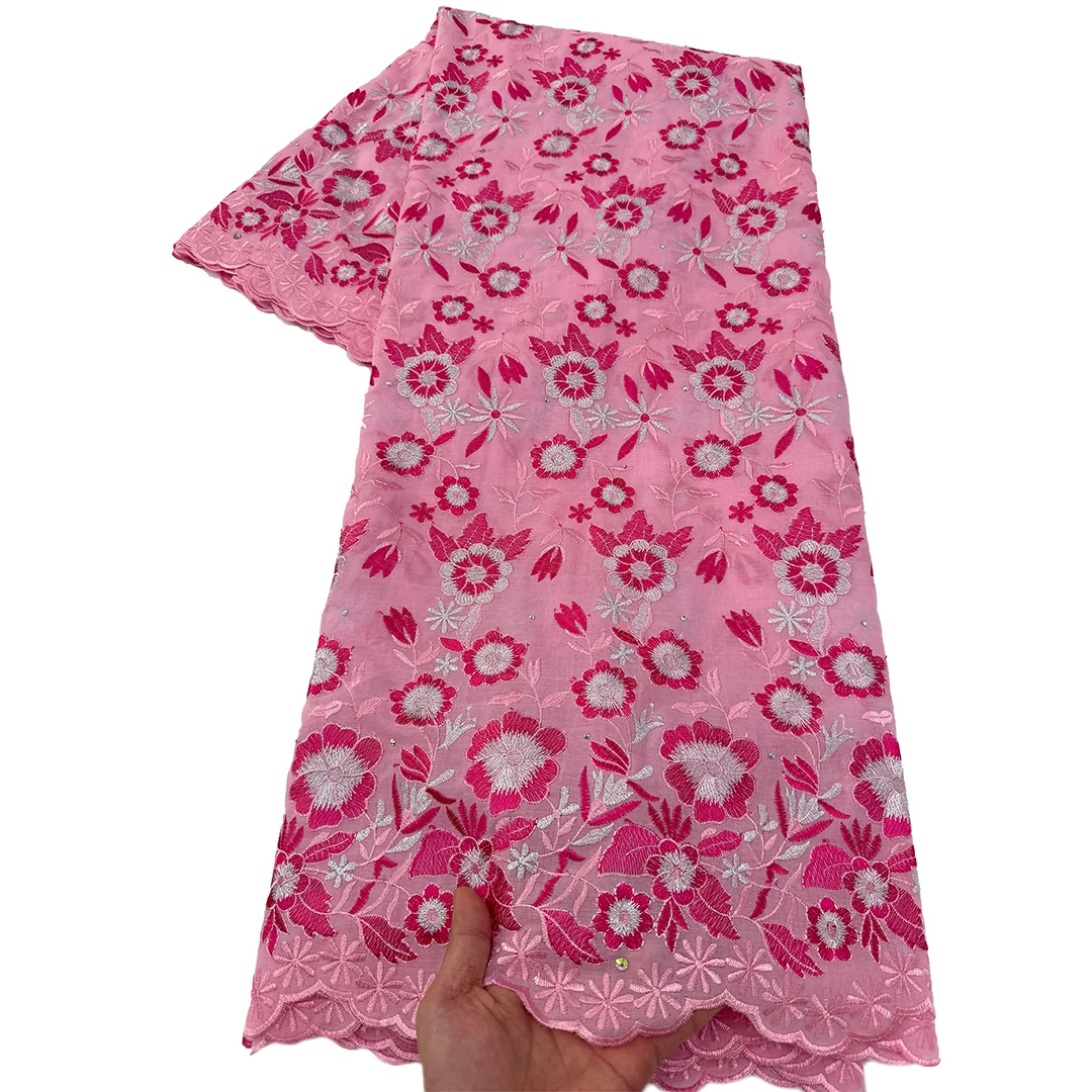 

Африканское хлопковое кружево с камнями 2026: высококачественный нигерийский швейцарский вуалевый кружевной материал (5 ярдов) для выпускных платьев