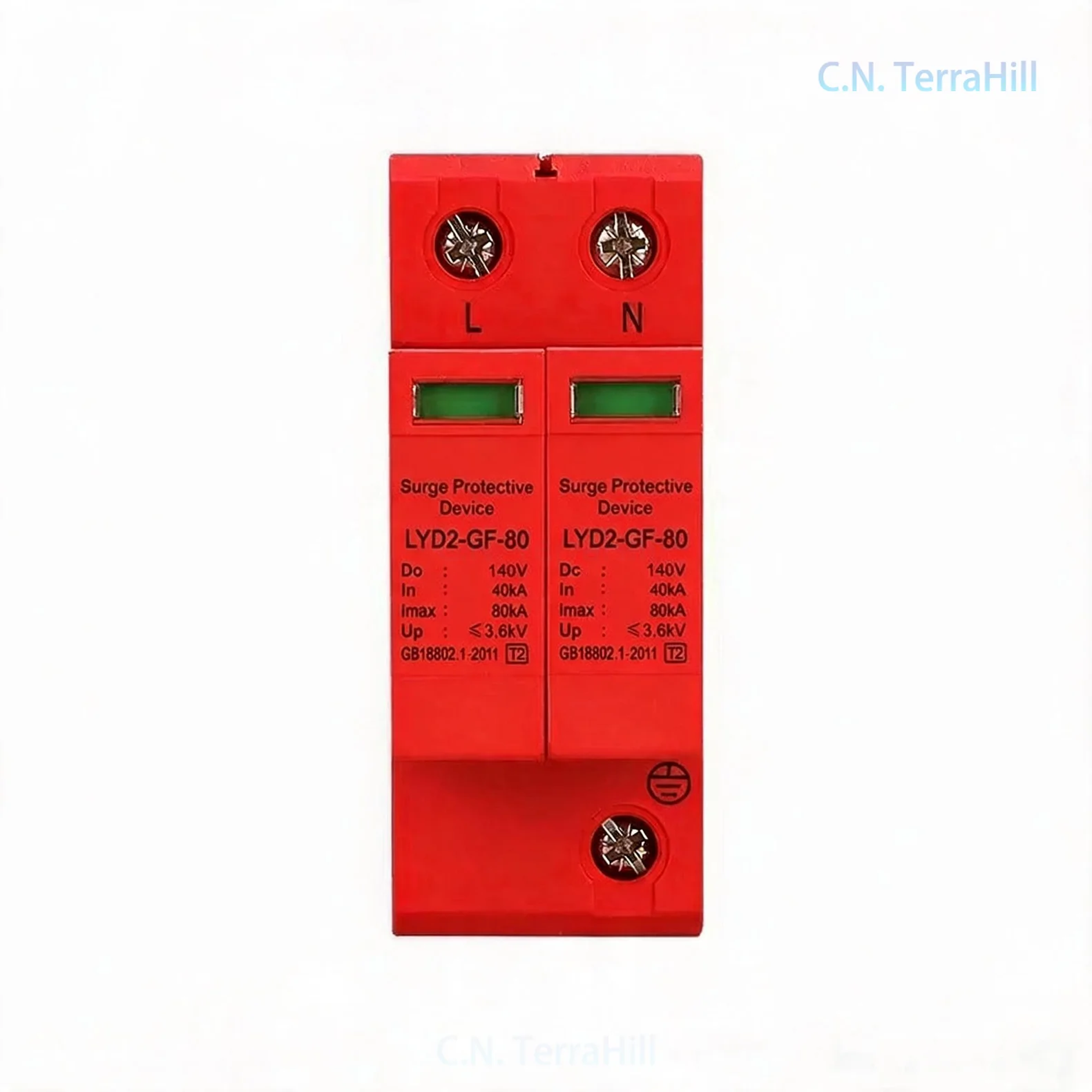 SPD DC 140V 2P 80kA Surge Protective Device Low Voltage Lightning Arrester for Home Electrical Protection