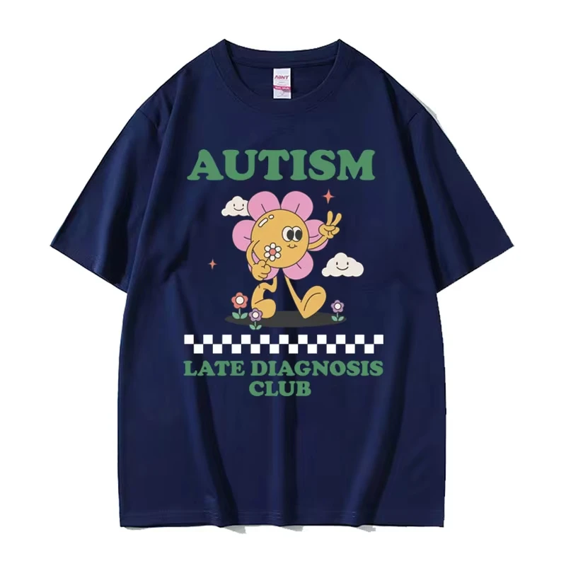 Funny Autism Late Diagnosis Club Meme T Shirts Unisex Summer Streetwear Tops T-shirts Women Casual 100% Cotton Oversized T-shirt