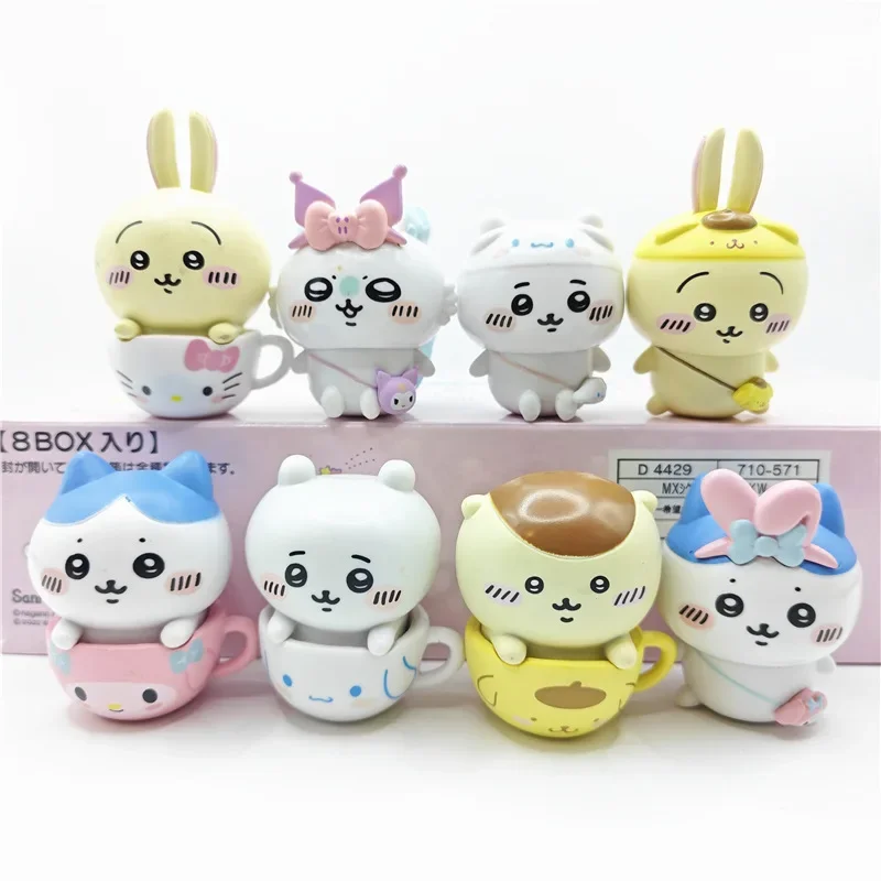 

Chikawa Cos Hellokitty melody Tea Cup Series cartoon Doll Anime Hachiware Usagi Gashapon Food Toy Figure Model Mini decoration