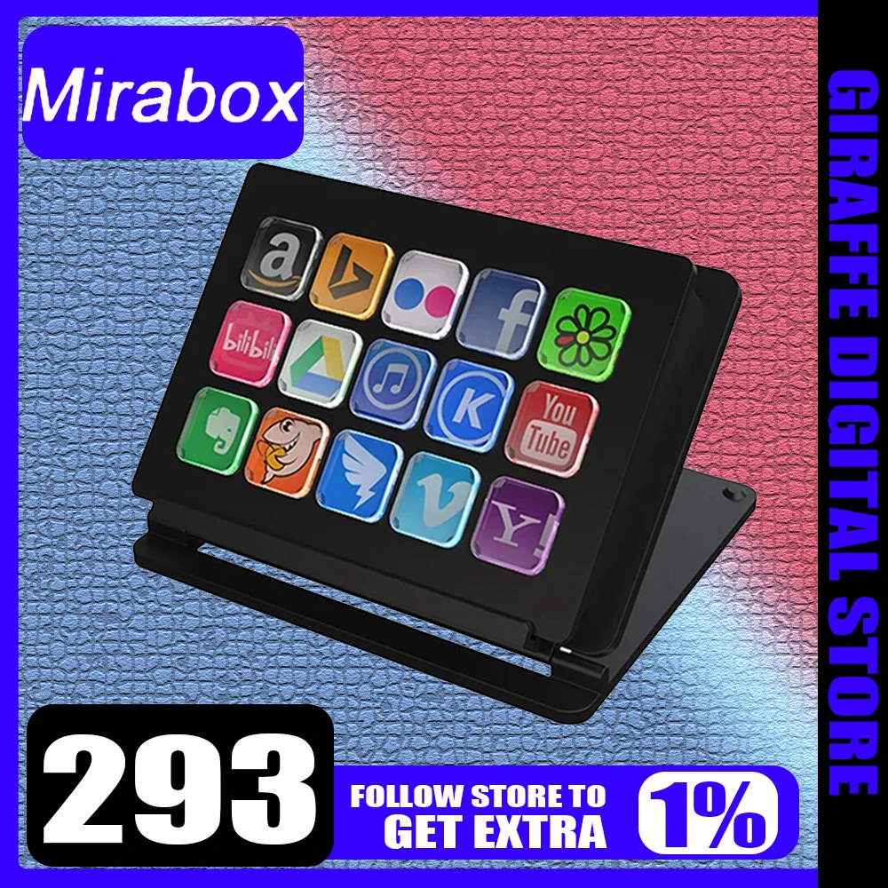 Mirabox 293 Streamdeck Mini Visual Keyboard 15 KeysLcd Button Live Content Creation Controller Customized For Win/Macos Gifts