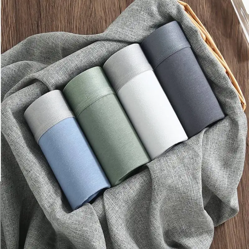 4 قطعة الرجال سراويل داخلية قطنية BoxerShorts الرجال السروال مريحة للتنفس مثير U محدب الذكور الملابس الداخلية
