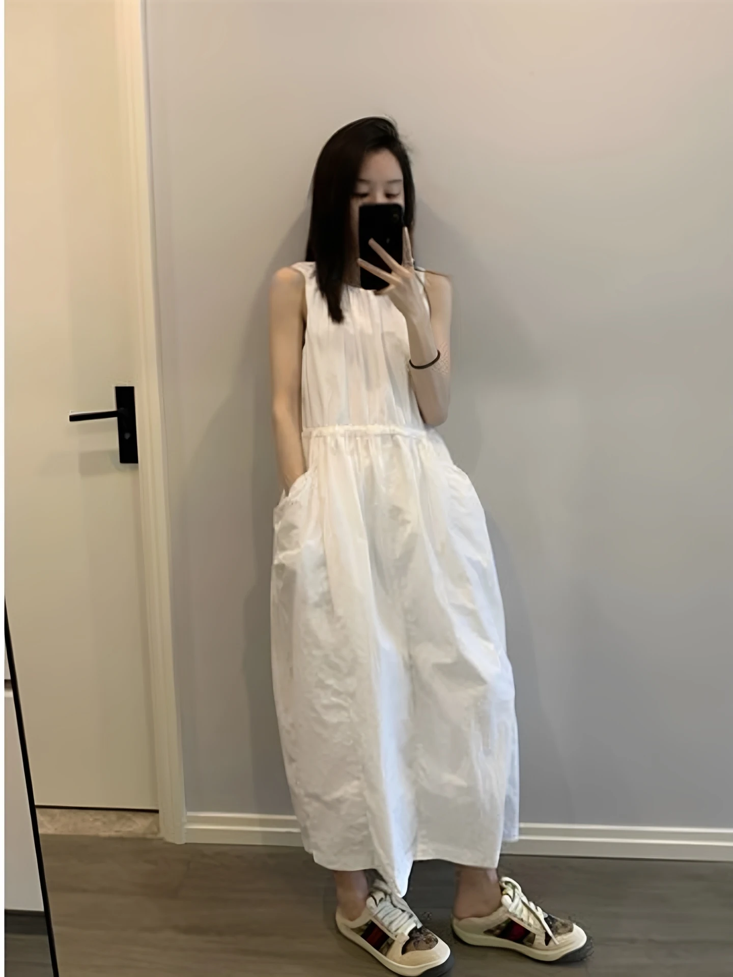 

plus Size 300 Pounds Casual Lightweight Sleeveless White Vest Dress Women Loose Drawstring Waist Skirt Summer 2 Comfortable B...