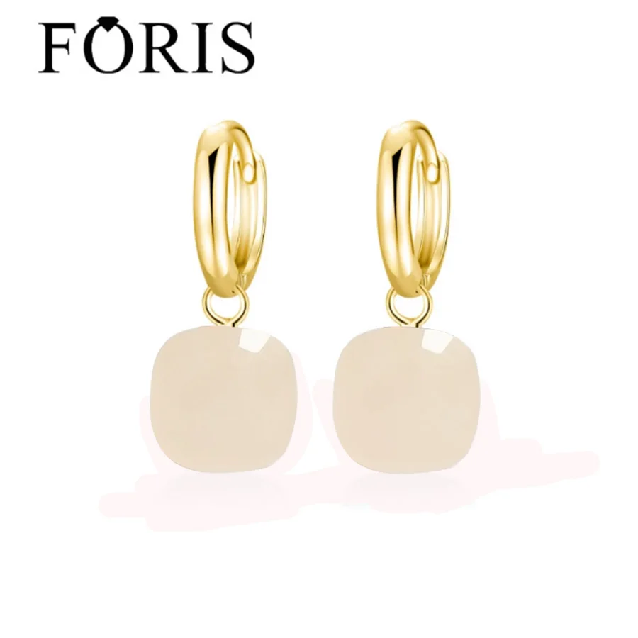 FORIS 925 Sterling Silver Plated Gold Crystal Earrings For Women\'s Best Gift Sweety Candy Earrings 19  Colors