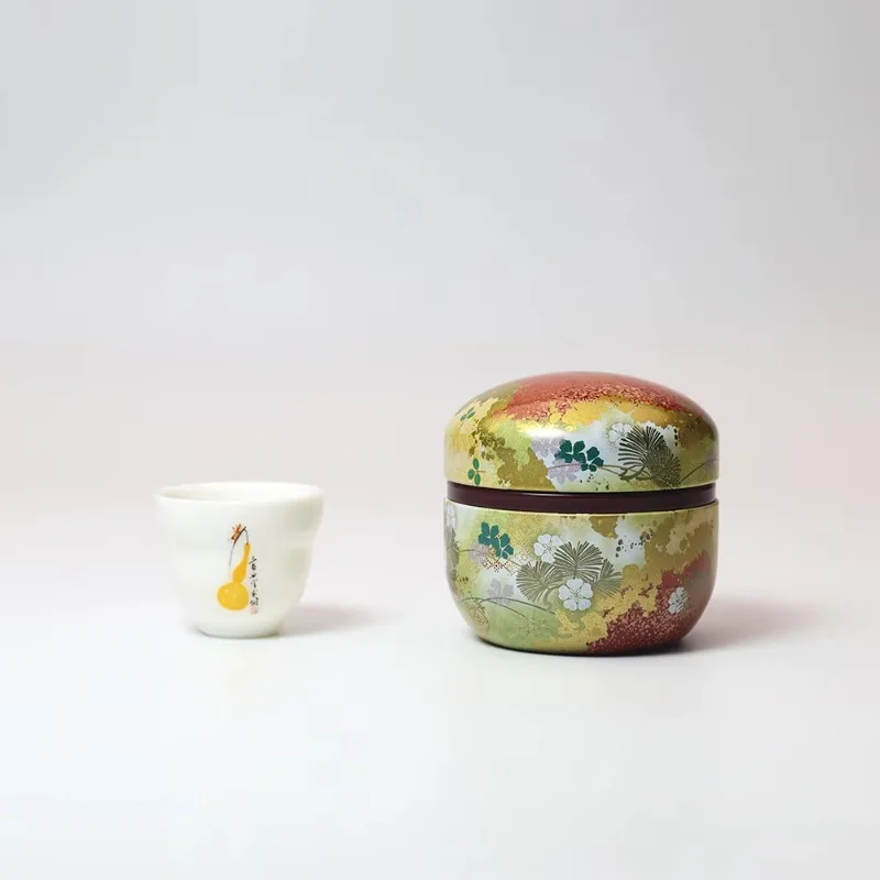 Elegant Oriental Tea Gift Set: Metal Tea Box & Tea Cup with Gift Box