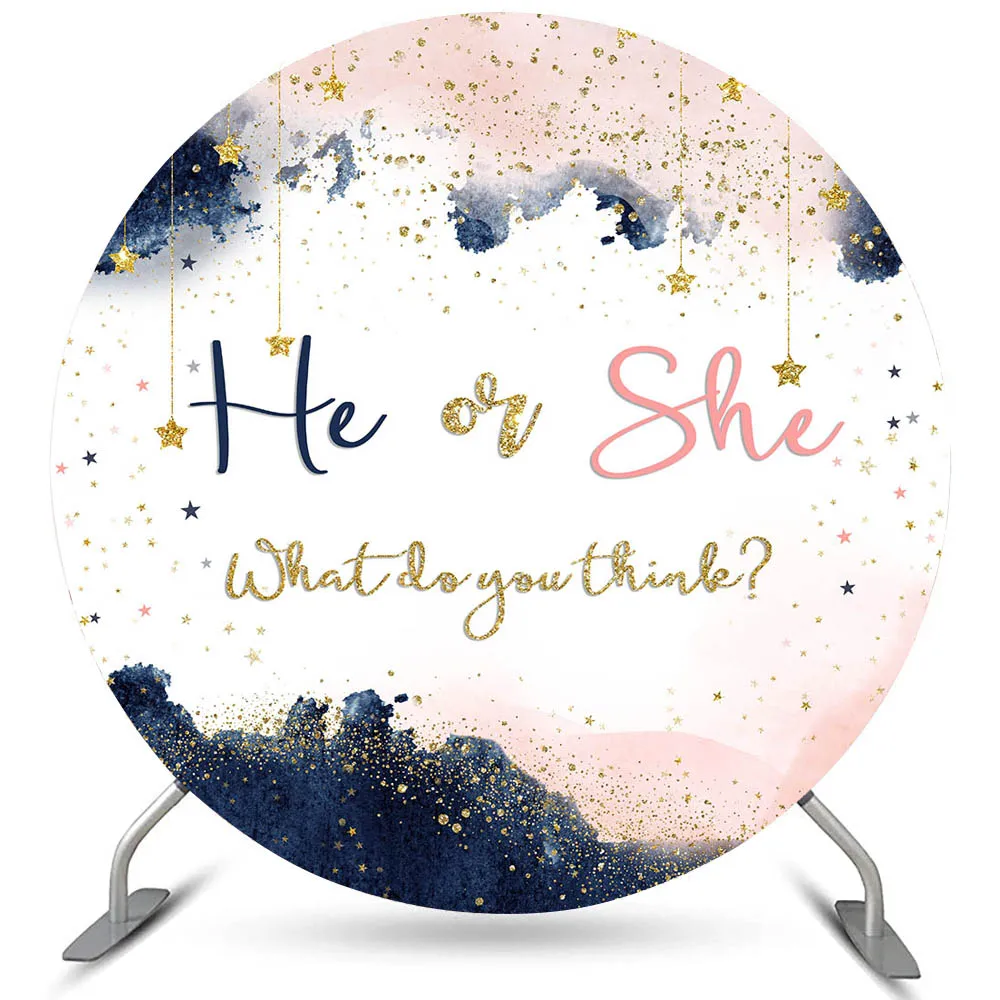 الجنس تكشف حفلة خلفية مستديرة الوردي الأزرق بالونات البقع صبي أو فتاة التصوير خلفية استحمام الطفل راية لوازم