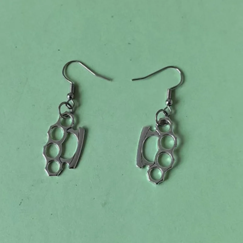 Goth Y2k Aesthetic Mcbling Earrings Earrings English Punch Fist Knuckle Brace Dangle Drop Earrings Scene Accessories 2000s