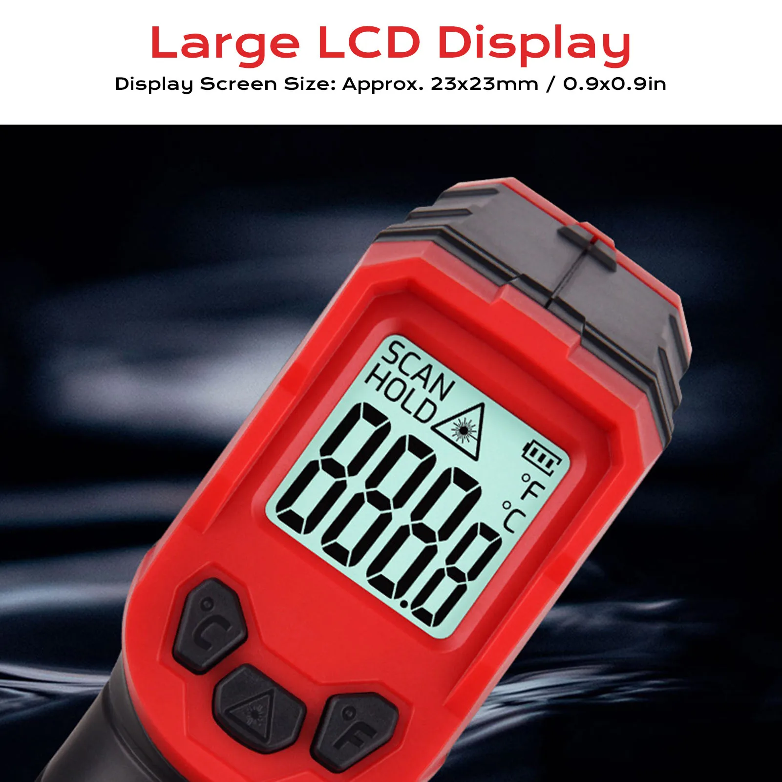 ميزان الحرارة بالأشعة تحت الحمراء -32 ° ج إلى 400 ° ج 37 ° F إلى 932 ° F شاشة LCD عالية الدقة ميزان حرارة بالأشعة تحت الحمراء للطبخ والقلي والمطبخ والشواء