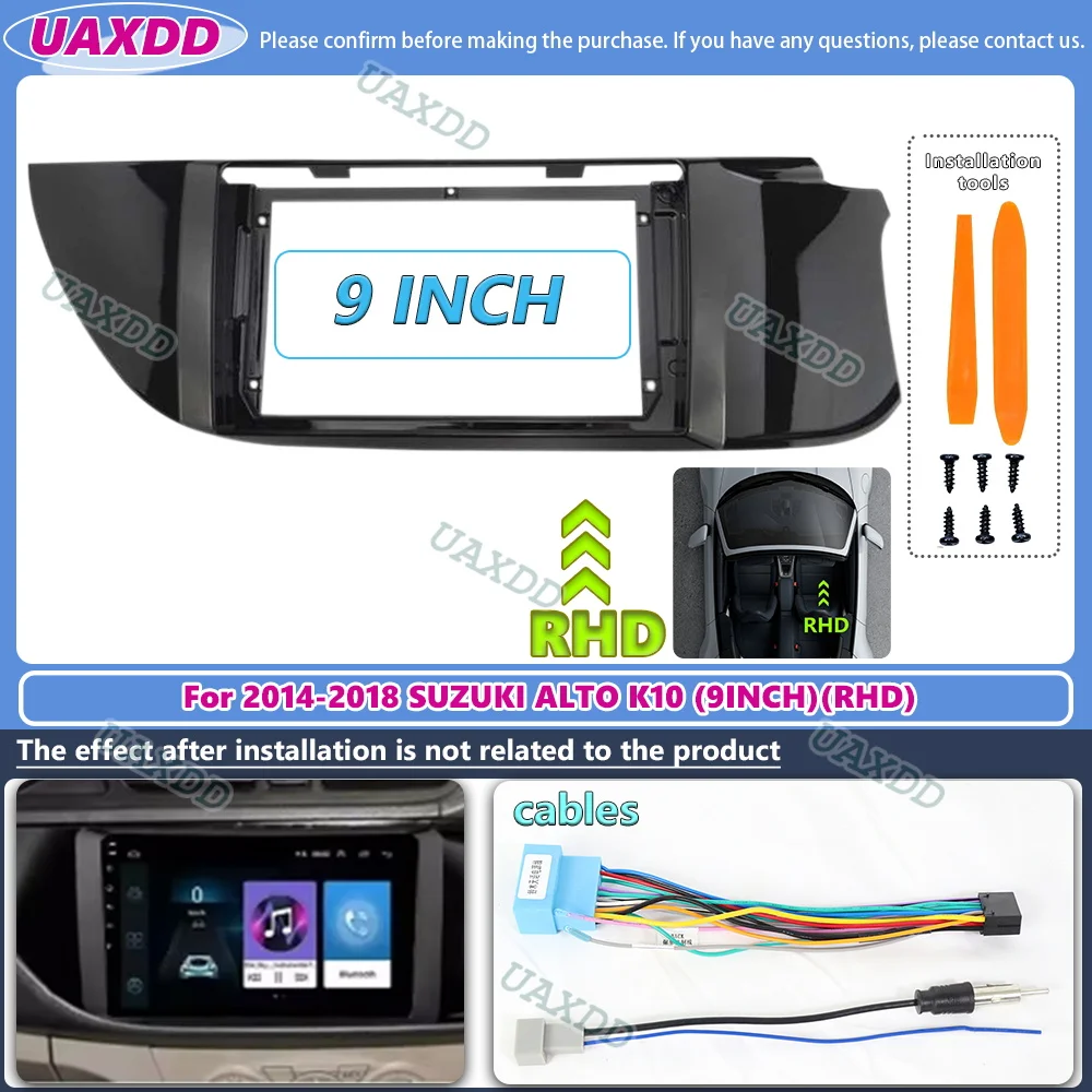 

Автомобильная рамка радиоприемника Android для Suzuki Alto K10 2014-2018 RHD 9-дюймовая стерео панель 2DIN Обшивка 16-контактный жгут проводов Кабель питания
