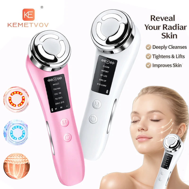 

Массажер для лица EMS с микротоками, LED-фототерапия, устройство для омоложения кожи, лифтинг лица, удаление морщин, косметический прибор