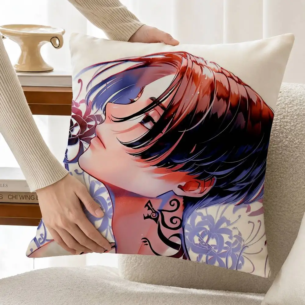 Black M-Mikey Toman Tokyo-R-Revengers Custom Double Sided Print Square Pillow Cushion Cover