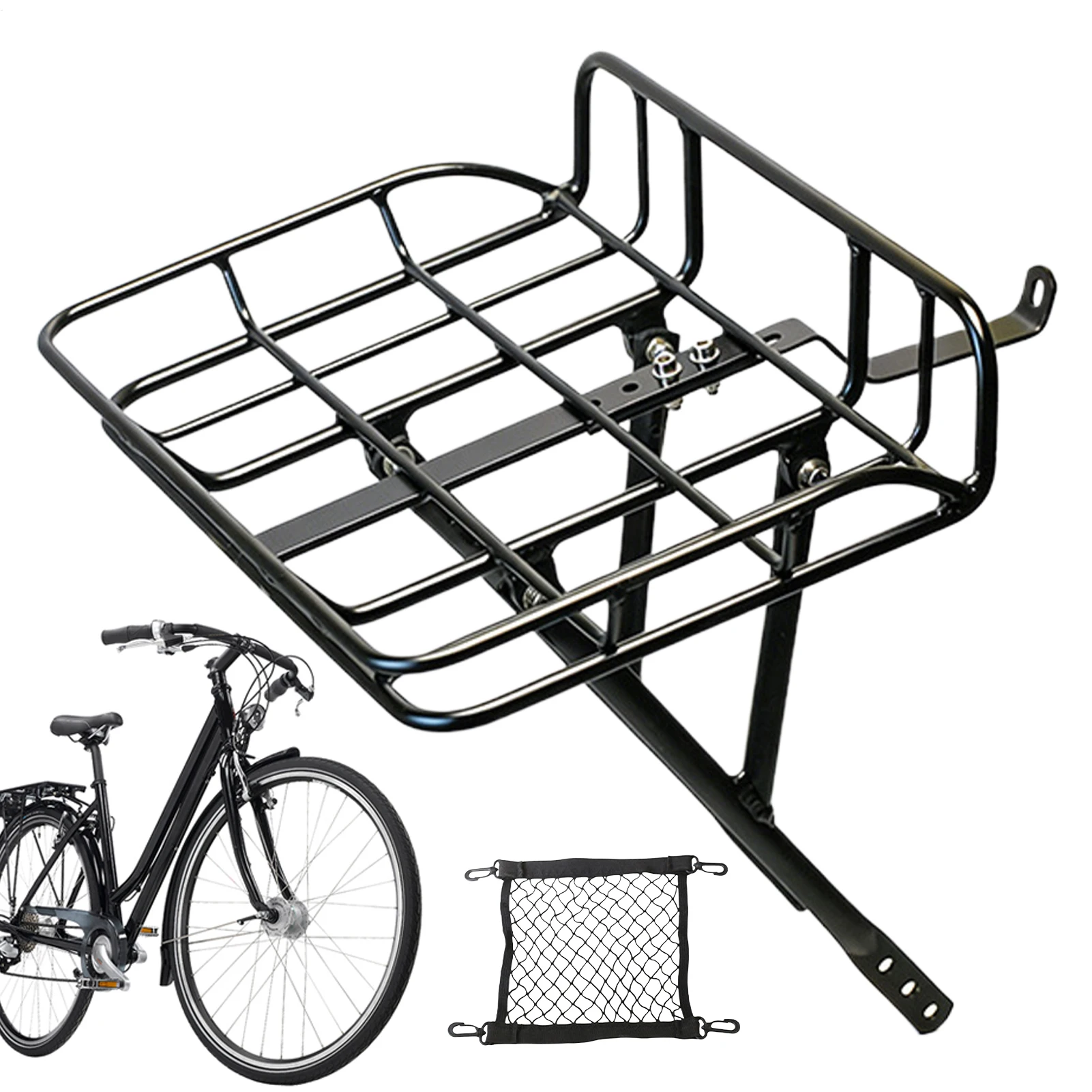 Bicycle Front Cargo Basket Quick Release Metal Large Capacity Detachable Basket for Road Mountain Cycling Grocery Shopping