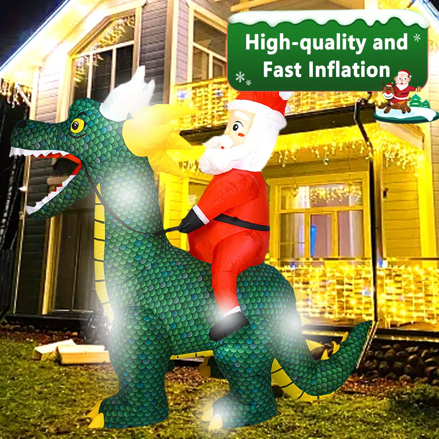 Inflatable Santa Dinosaur Decoration 3