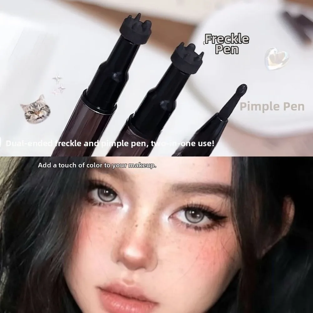 Double-ended Natural Imitation Freckle Pen 2 in 1 Long-lasting Mole Marker Non Fading Waterproof Freckle Dot Pen for Face Makeup