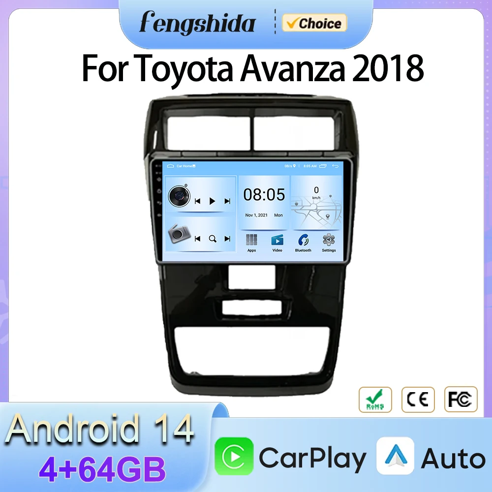 

Автомобильный Android для Toyota Avanza 2018 стерео высокопроизводительный процессор HDR QLED экран мультимедийный плеер навигация 5G WIFI BT No 2Din