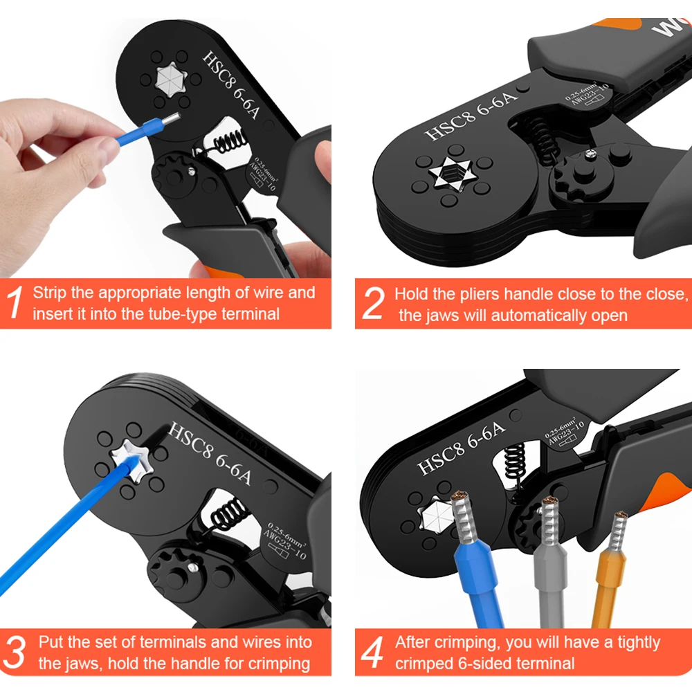 Strumento di crimpatura a ghiera HSC8 6-4/6-6 pinza a crimpare elettrica per terminali a crimpare terminali per tubi riparazione di circuiti