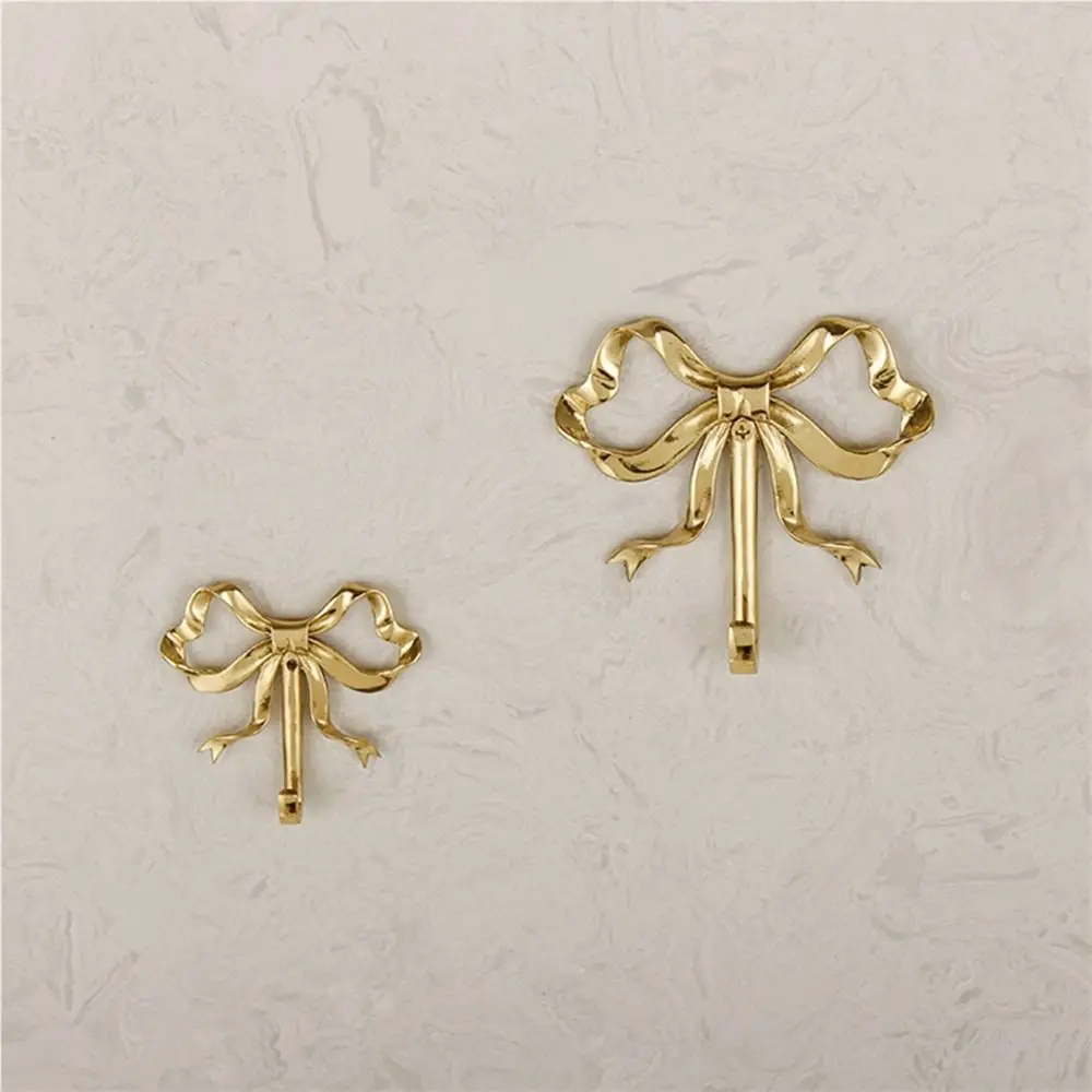 Retro Brass Bow Shape Wall Hook Gold Functional Bow-Knot Hook Wall Hangings Decorative Wardrobe Hanger Scarves