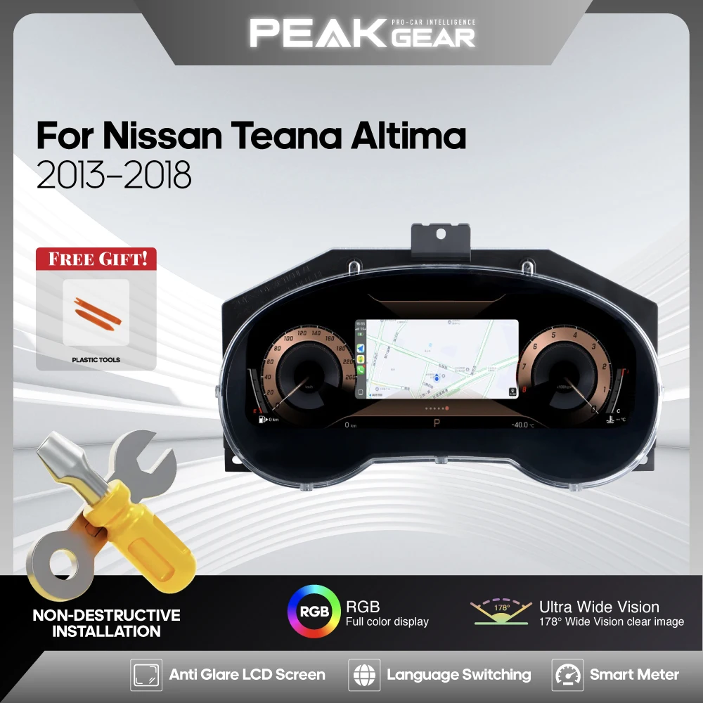 For Nissan Teana Altima 2013–2018 Digital Cluster LCD Virtual Cockpit Dashboard Speedometer Replacement CarPlay Android Auto