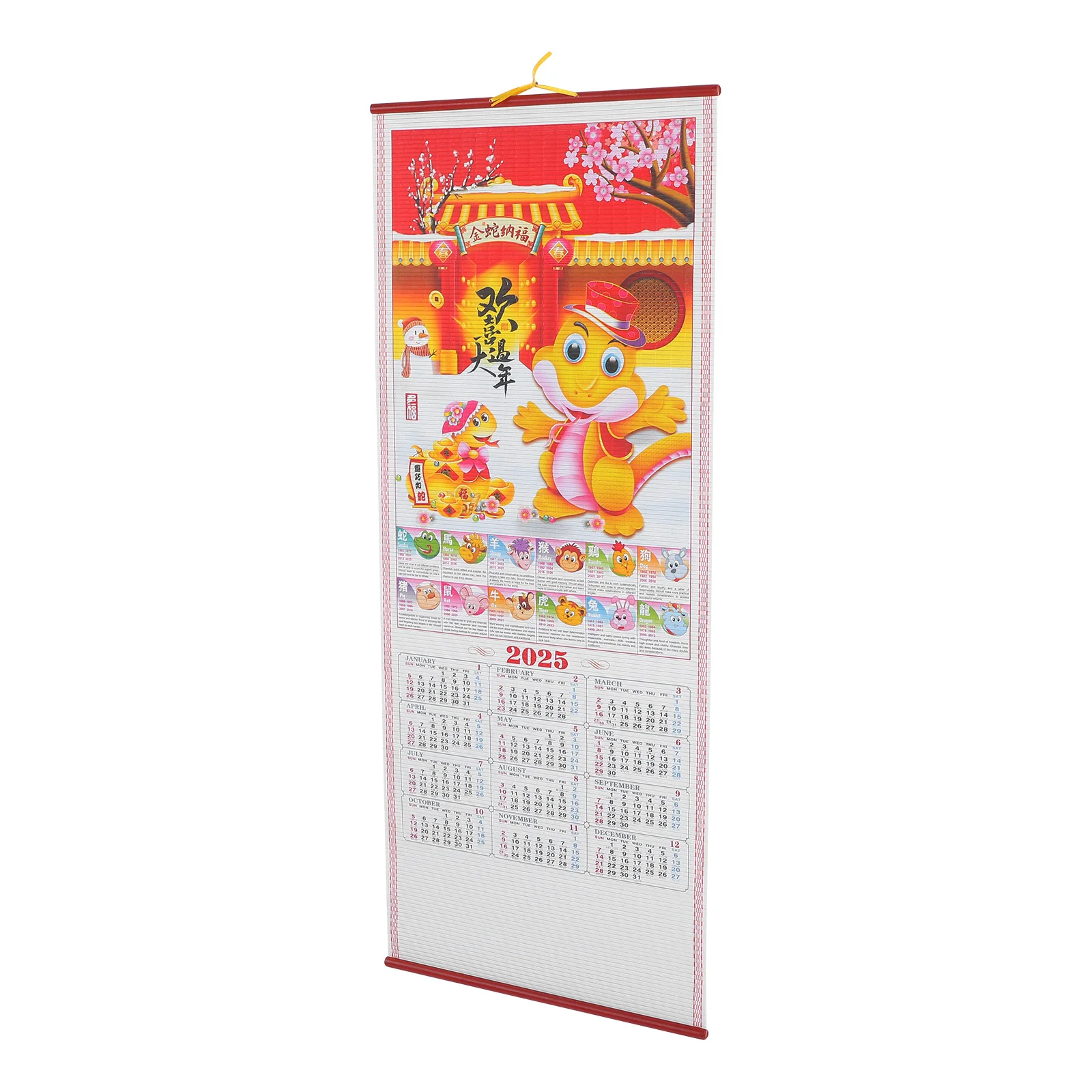 

Year of The Snake Hanging Scroll Calendar 2025 Annual Daily Wall Month Planner Schedule Lunar New Office Accessories Household