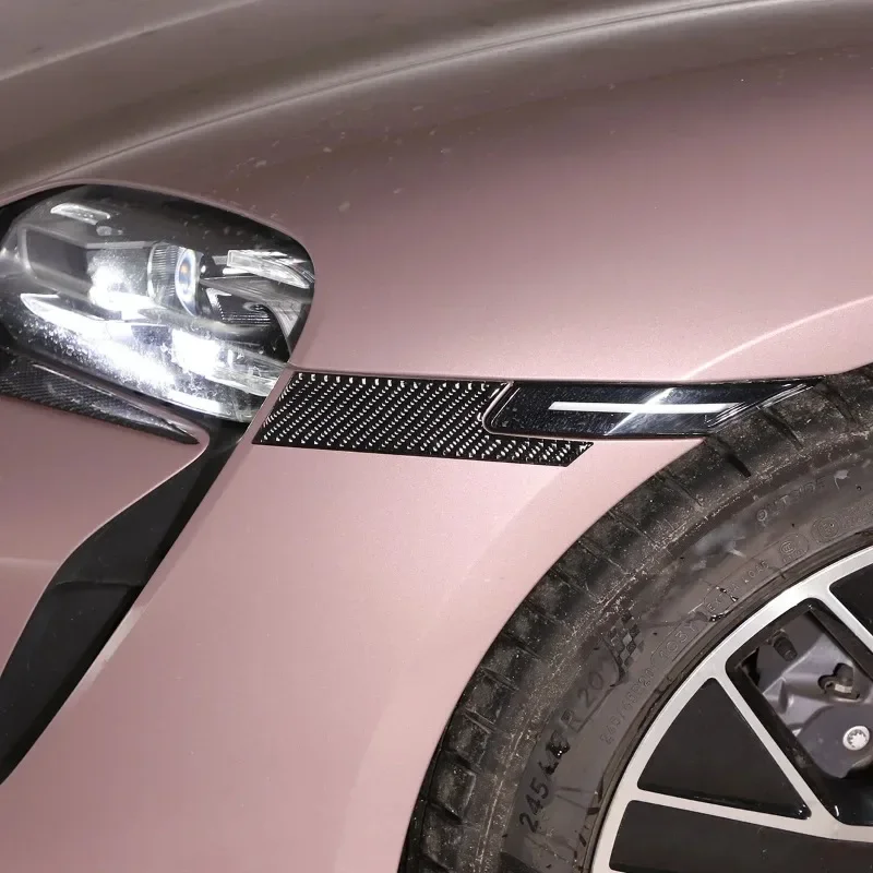 

Soft Carbon Fiber Car Front Steering Lamp Side Panel Decorate Stickers Car Accessories For Porsche Taycan 2019-2025