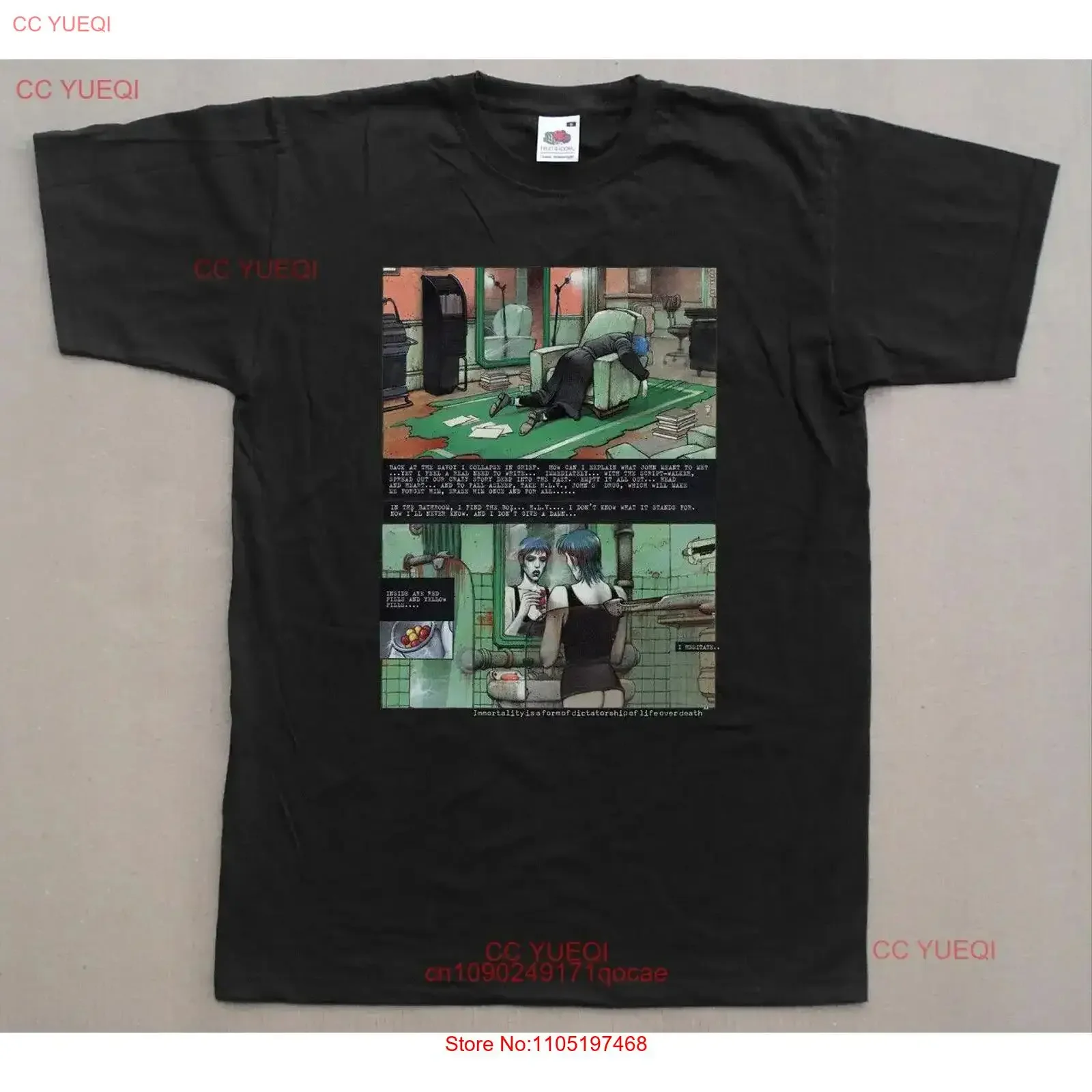 ENKI BILAL IMMORTALITY IS A DICTATORSHIP OF LIFE OVER DEATH BLACK GRAY T Shirt vintage Washed fashion Breathable homme Slightly