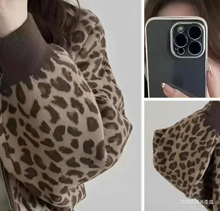 Dames lente en herfst nieuwe temperament mode Joker luipaardprint mode jas honkbal uniform korte luipaardprint jas