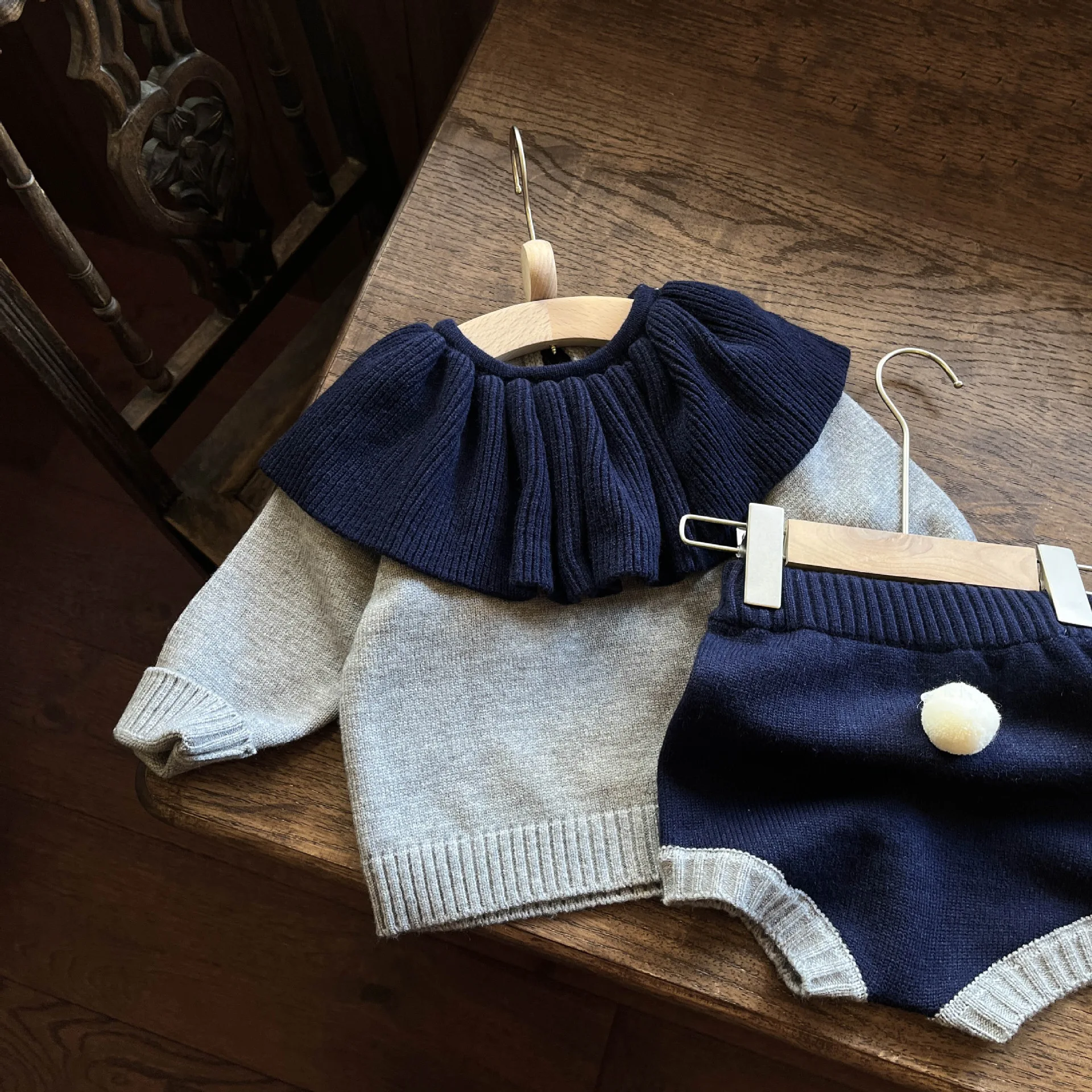Spring Autumn Girls Clothes Sets Knit Sweater Shorts Two-piece Set Toddler Baby Girl Outfit Set for 0-3years Children's Clothing 5