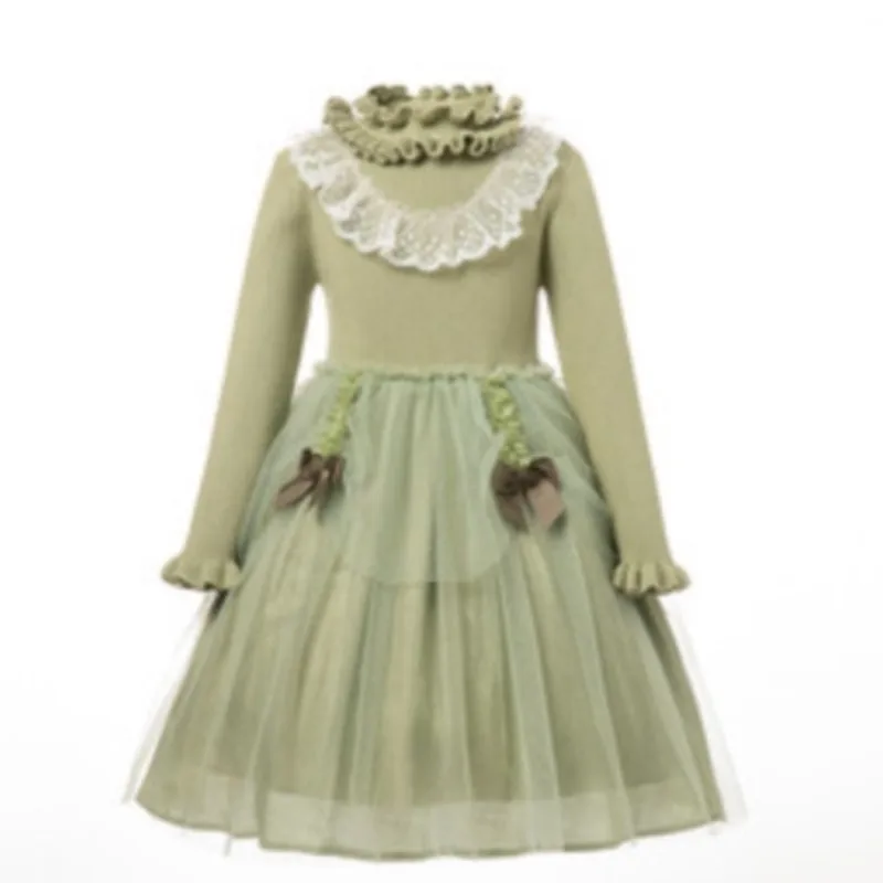 

Girls' dress Autumn/Winter New Dress Children's Green Princess Dress