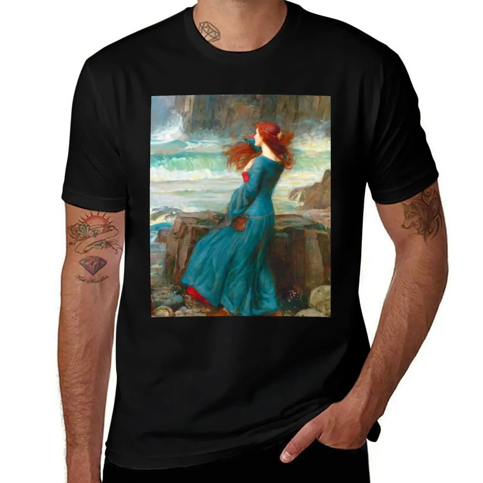 

John William Waterhouse Miranda (The Tempest) T-Shirt plus sizes boys animal print anime Men's t-shirts