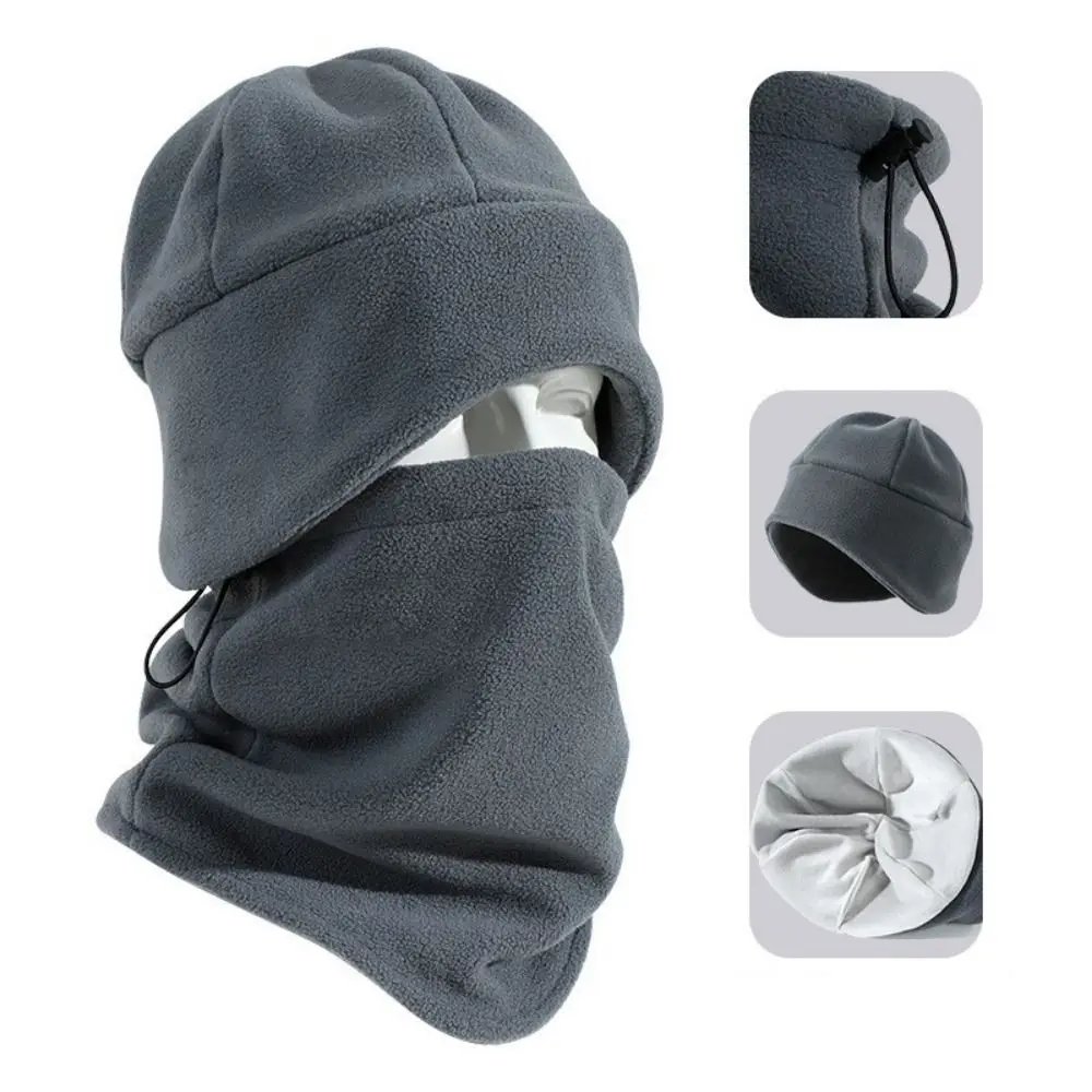 New Autumn Winter Hat Collar Two-piece Set Men Outdoor Couple Knitted Hat Windproof Cold Protection Cycling Warm Hat