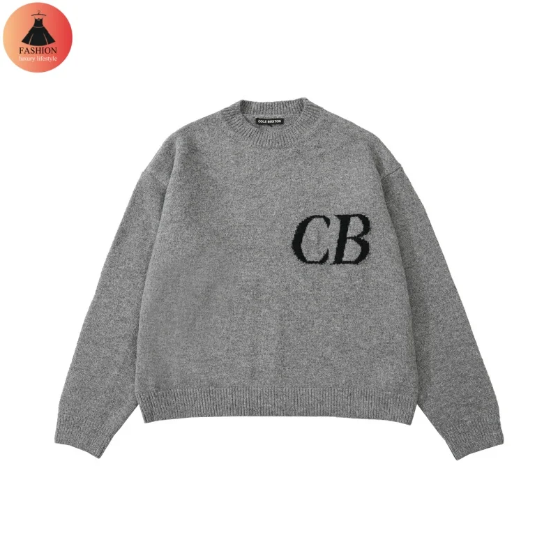 Simple 24SSCole Buxton Logo Letters Loose Jacquard Crew Neck Sweater High Quality 1:1 Mens Womens Wool Sweater Pullover