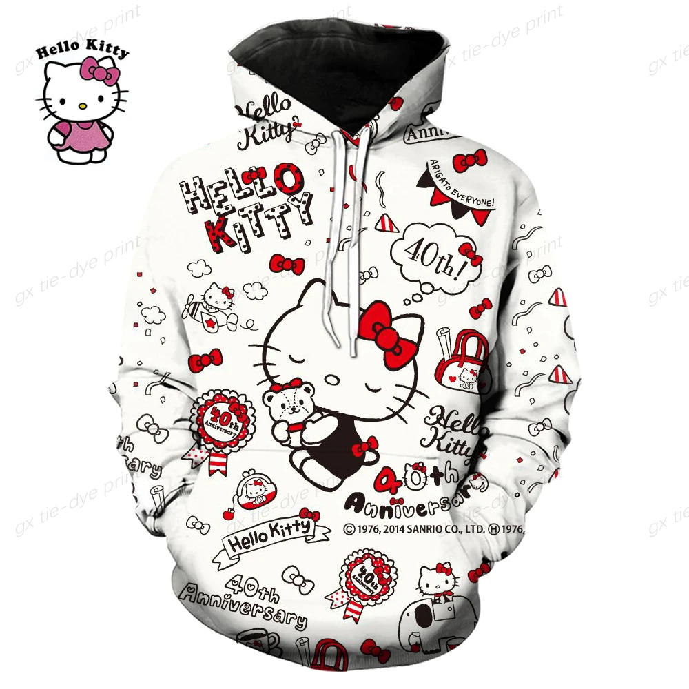 

Sanrio Hello Kitty Cartoon Anime Women's Hoodie Spring and Autumn Edition Women's Hoodie 2025 New Fashion Casual Sportswear Tops