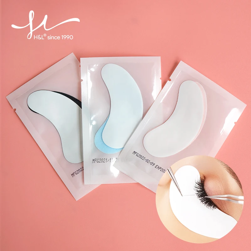 H & L 50 Uds. Parches de Gel de hidrogel de colores para extensión de pestañas, parche para pestañas, máscara de extensión de pestañas, maquillaje