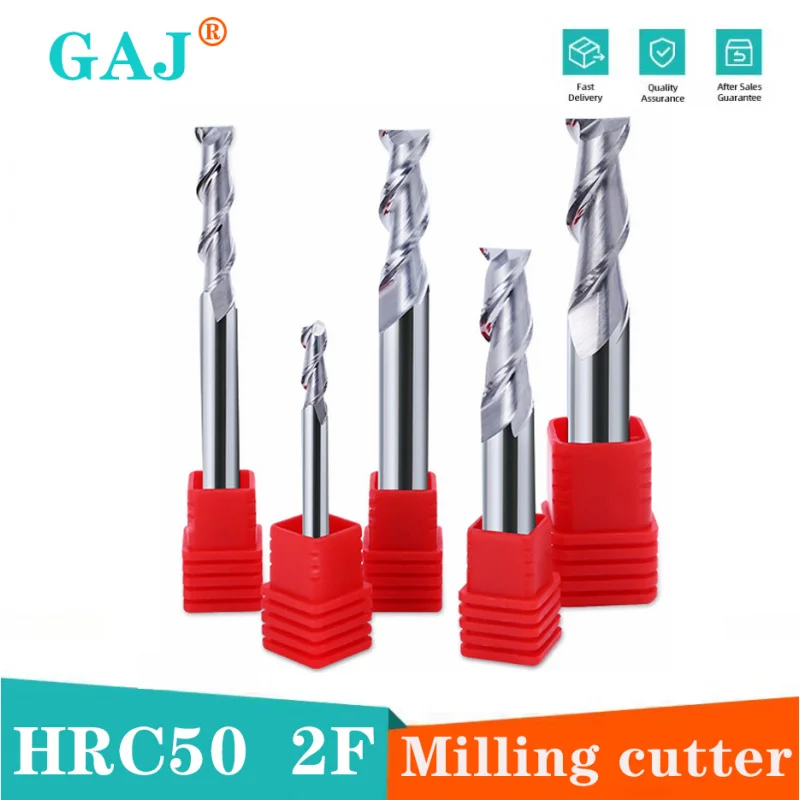 Milling Cutter HRC50 2Flute Flat End Mill Tungsten Steel Carbide For Aluminum Milling Cutter CNC Machining Center Endmills Tools