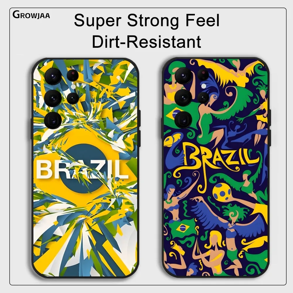 

B-Brazil flag Phone Case for Samsung Galaxy S24 Ultra S22 S23 Ultra S21 S20 5G Protective Silicone TPU Funda