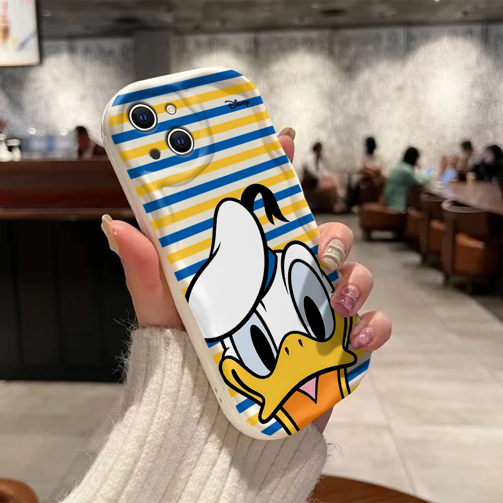 Bonita funda de silicona suave para iPhone, carcasa con diseño de pato Donald 3D para modelos 15, 14, 13, 12, 11 Pro Max, Mini, X, XR, XSMAX, 8, 7, 6S Plus