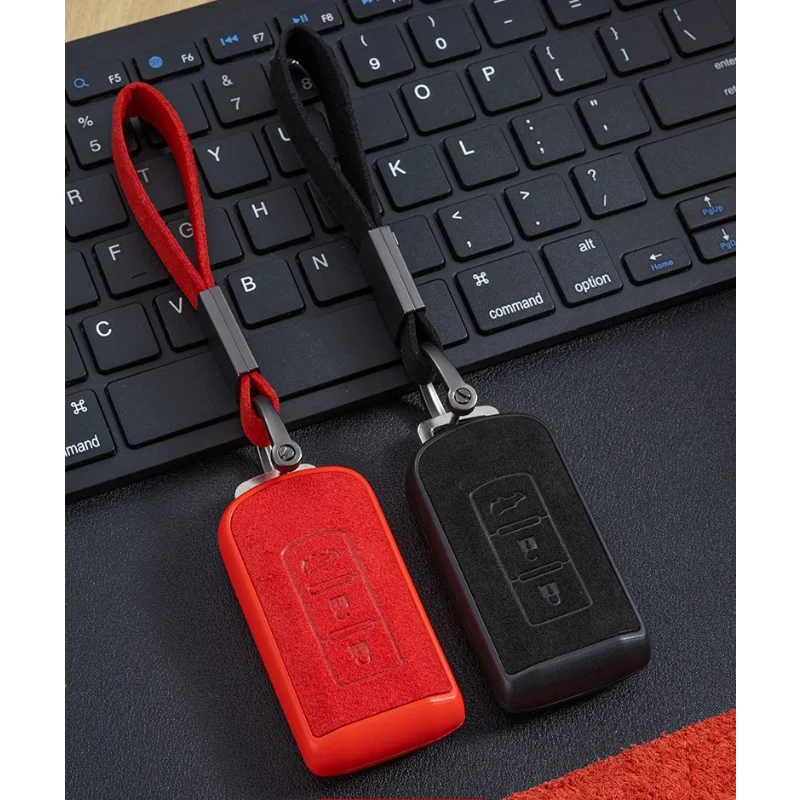 

Car Suede Leather Key Case Cover Holder For Mitsubishi Outlander Lancer 10 Pajero Sport ASX RVR L200 Eclipse Cross Accessories