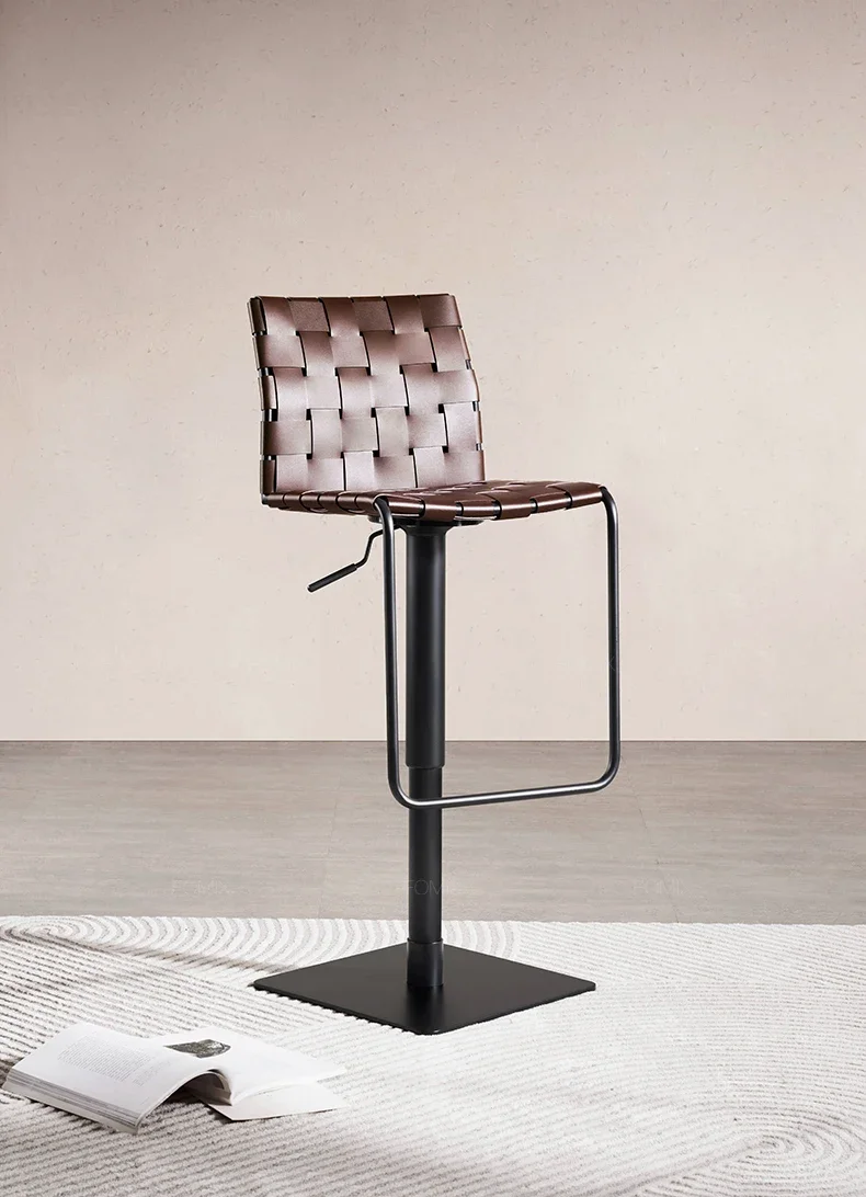 

Italian Minimalist Saddle Leather Bar Chair Home Modern Minimalist Bar High Leg Bar Stool Adjustable Rotating