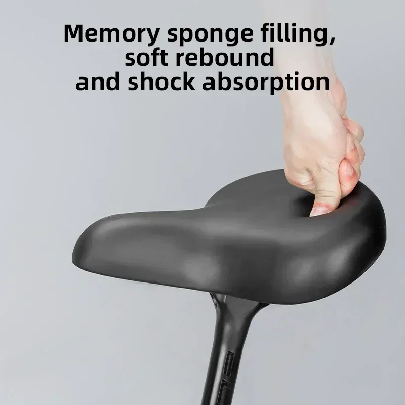 

ROCKBROS Bicycle Saddle PVC Leather Comfortable Bike Seat Soft Shock Absorption Oversize Water-Resistant Cycling Cushion