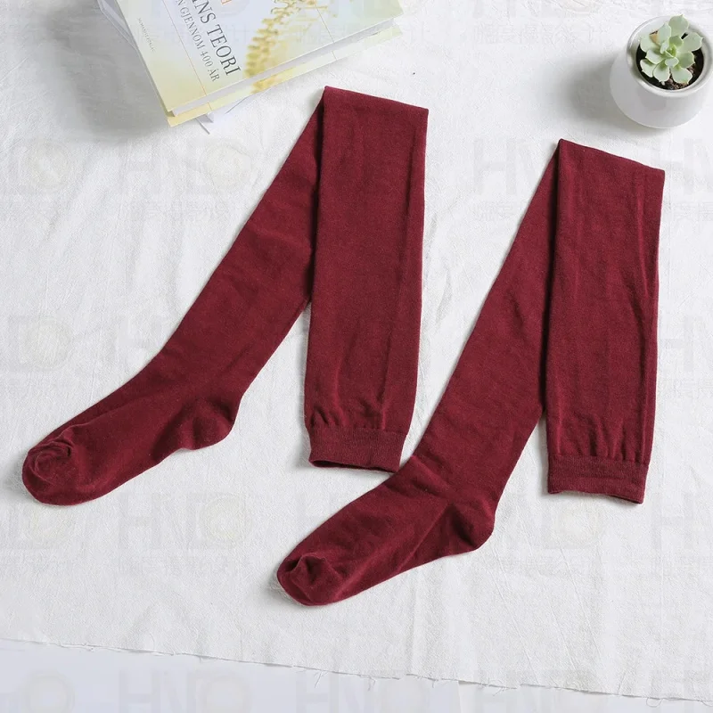 Extended high elasticity solid color long socks stocking for women for Spring Winter Autumn