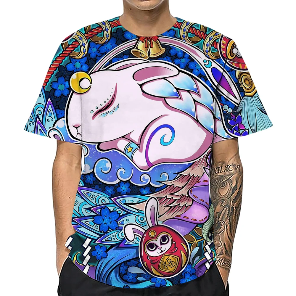 

CLOOCL Fashion Mens T-shirts Cartoon Animals Bunny Easter 3D Print Shirts Summer Short Sleeve Tees Polyester Hip Hop Tops S-5XL