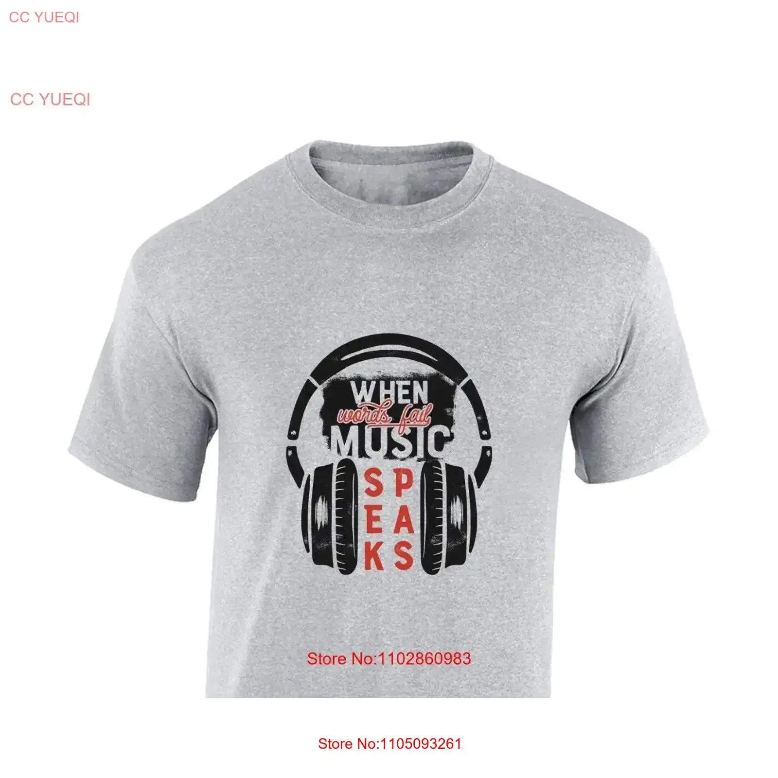 Headphones when words fail mens T Shirt unisex funny slogan music speaks dj 80's 90's cool retro fashion design top vintage