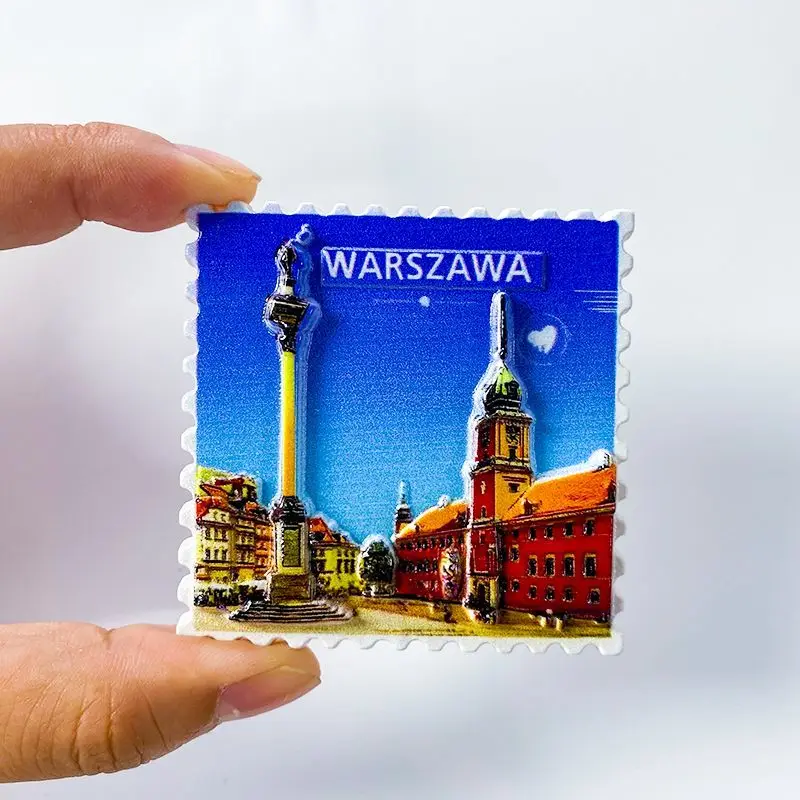Warsaw, Poland Tourist Souvenir Refrigerator Magnet Iconic Square Decoration3d3D Home Magnetic Stickers Souvenirs