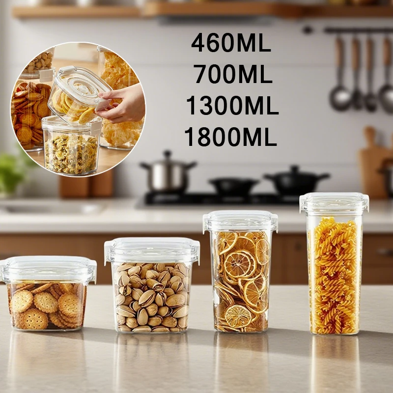 

1PC2025 Newest 460-1800ML Plastic Sealed Tank Coffee Vacuum Container Kitchen Food Grains Candy Storage Box/ninja Creami/유리병