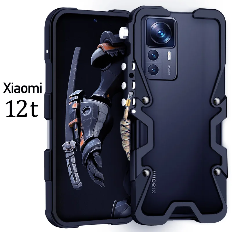 Luxury Armor Metal Aluminum Phone Cases Bumper For Xiaomi MI 12 12s 12t Pro Lite Cover Mechanical Purely Handmade Skull Case