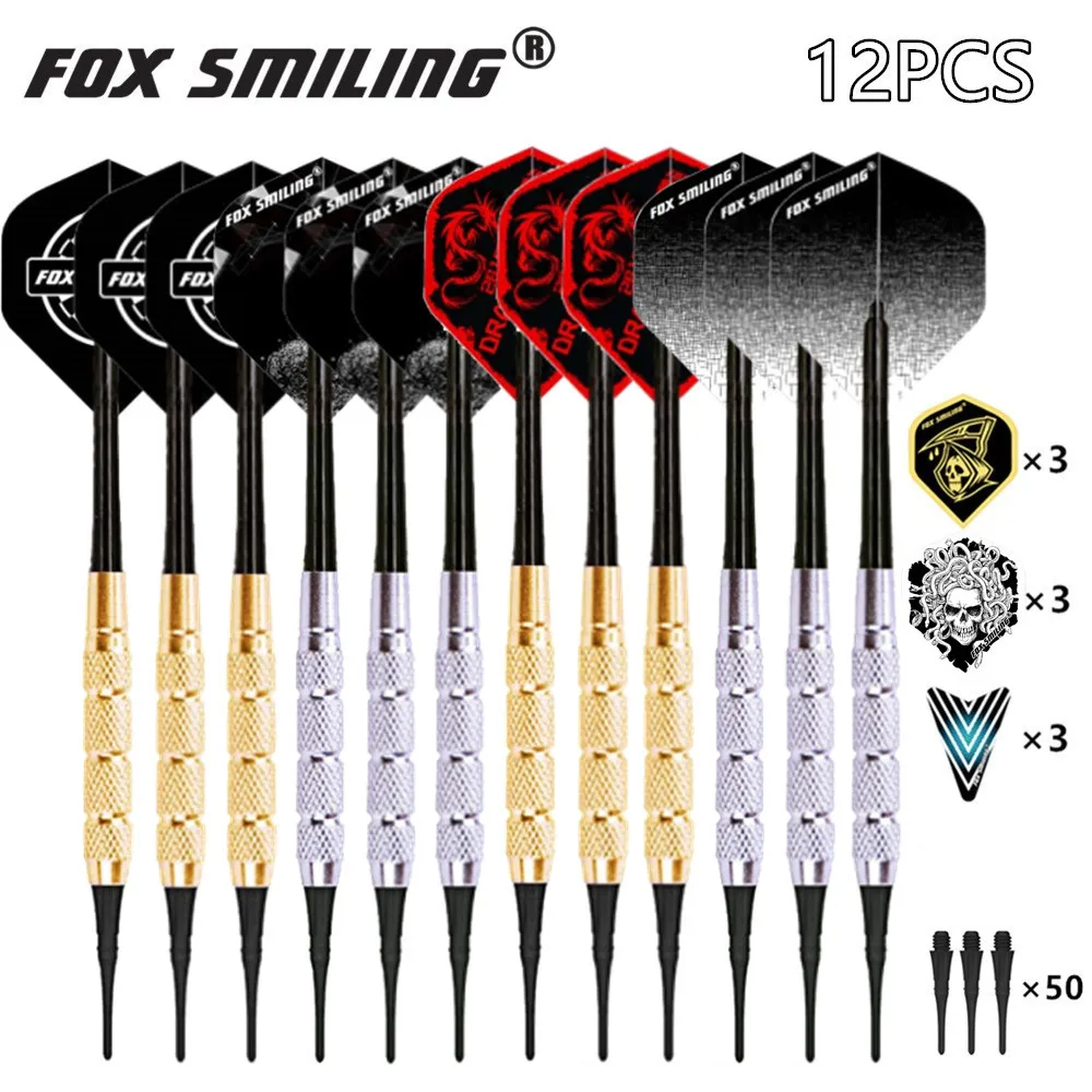 12PCS Dart 18g Electronic Soft Tip Darts With 9PCS Flights，60PCS Rubber O Ring, 50PCS Soft Tips