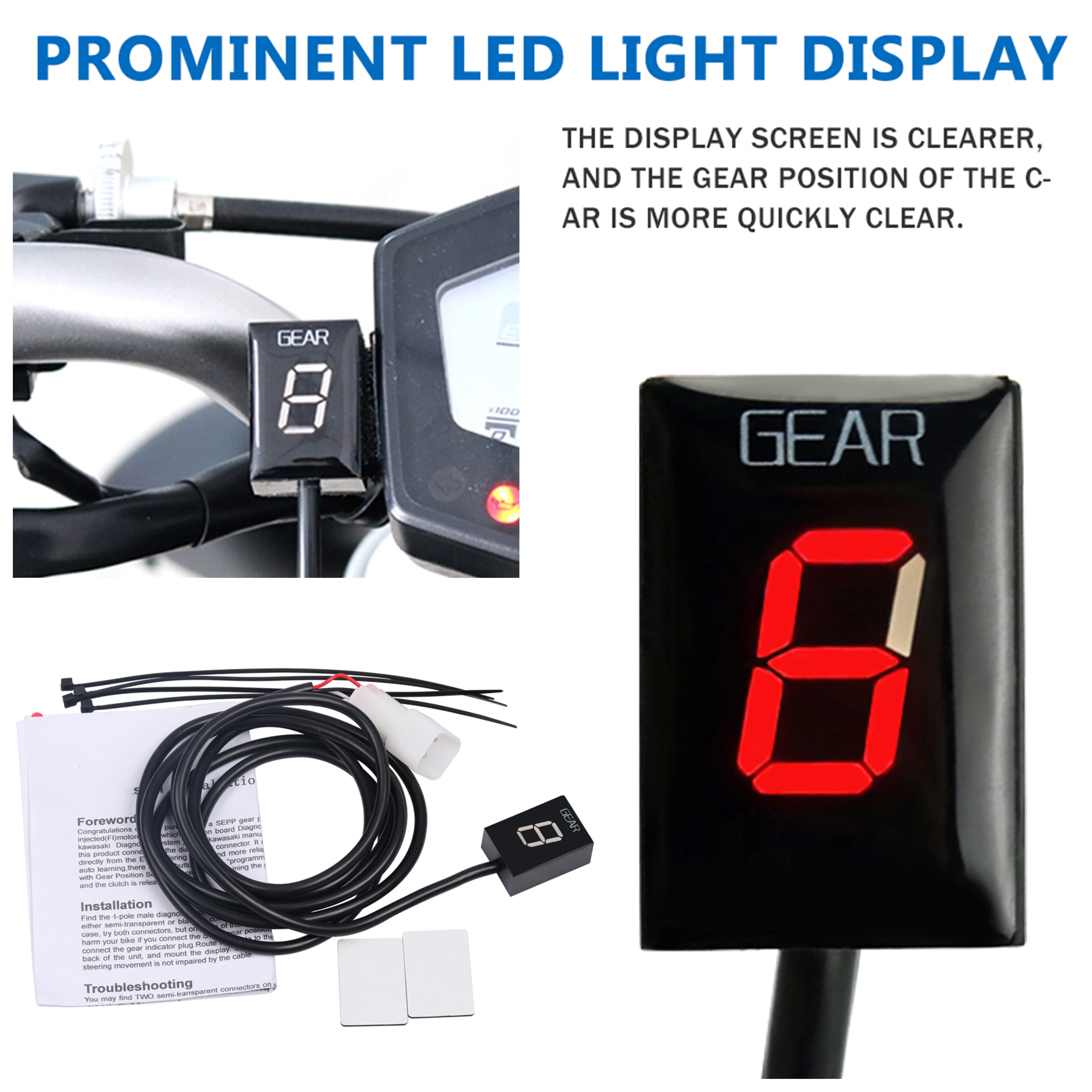 1-6 Gear Display Indicator Non-destructive Installation Motorcycle Accessories Z1000 Z 1000 2003 2004 2005 2006